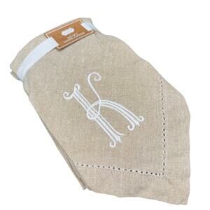 Linen K Napkins by Mud Pie set of 4 "K" Monogram NIB